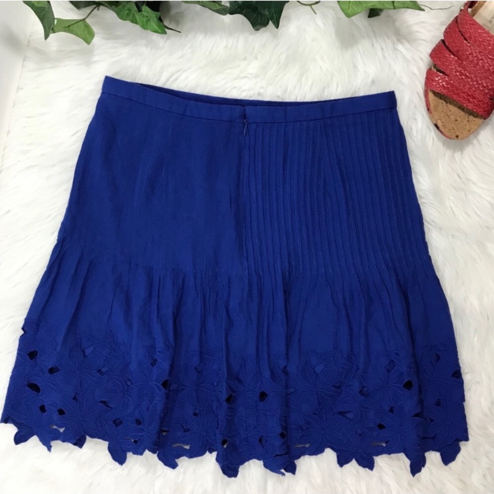 J.Crew Blue Eyelet Floral Scalloped Hem Mini Skirt - Picture 6 of 8